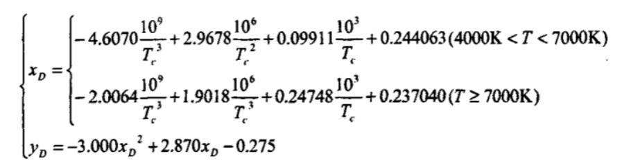 日光軌跡的色品坐標