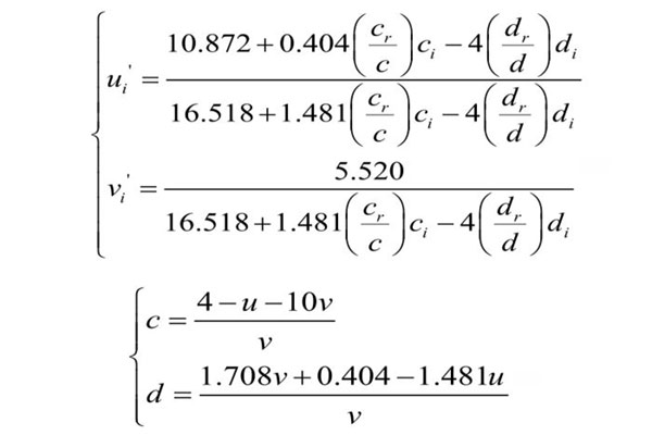 色適應色品位移修正計算公式